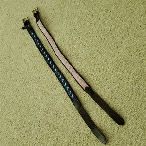 Vineyard Vines Navy Whale Pattern and Pink Reversible Leather Belts